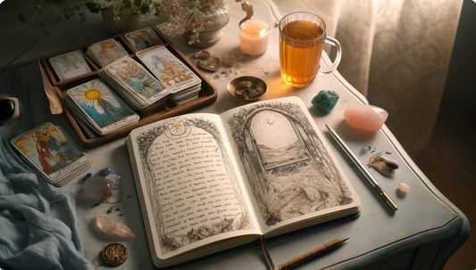 picture of a tarot journal and tarot cards