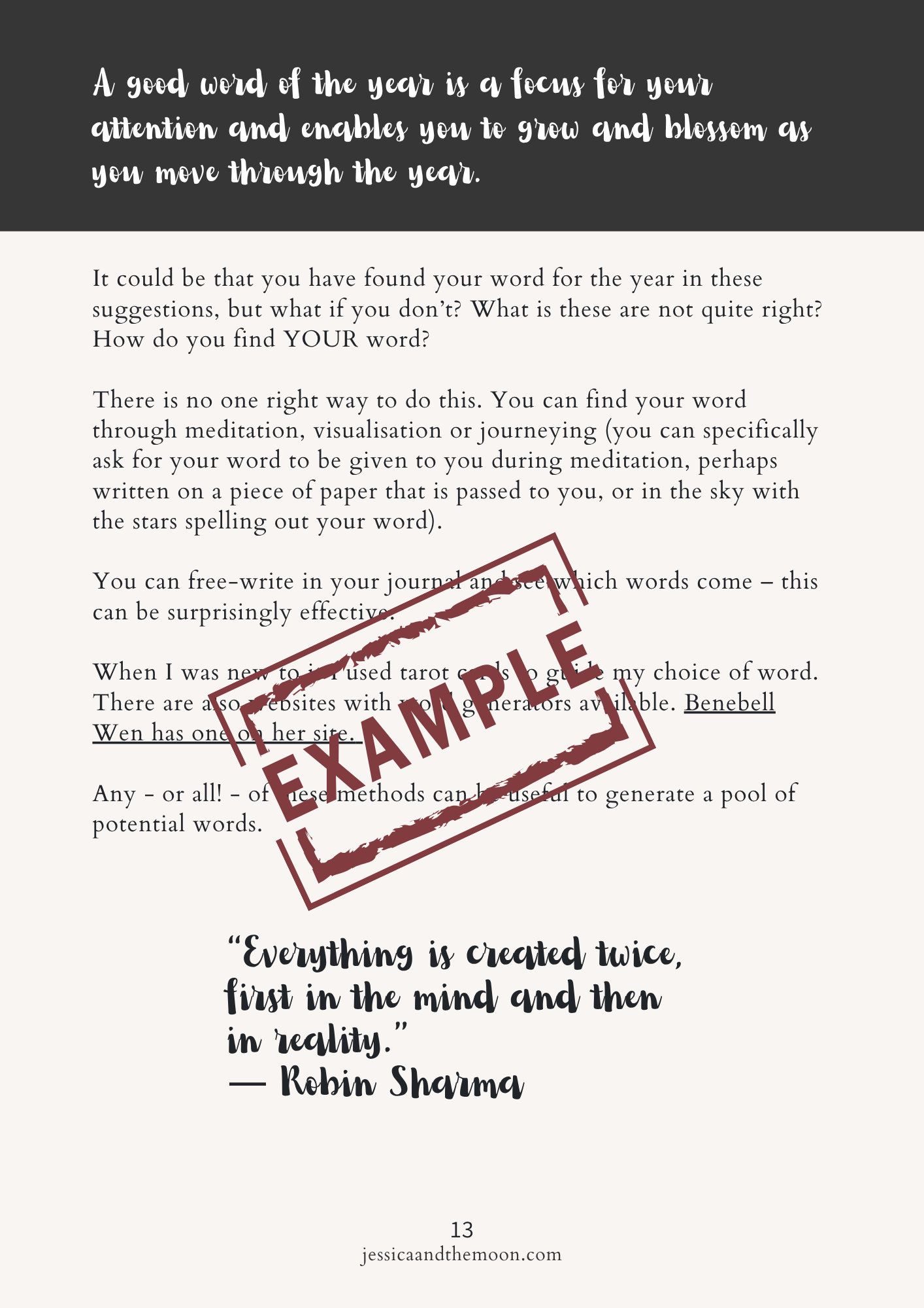 Goddess Guide & Word of the Year Reading